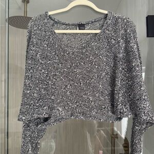 Sparkle & Fade Black and White Marled Knit Sweater